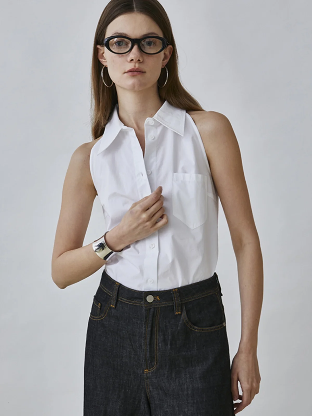 

Oulder Digging Design Роскошный Sensation Svel irt Женский весенне-летний шифоновый легкий внутренний костюм Белый жилет Топ