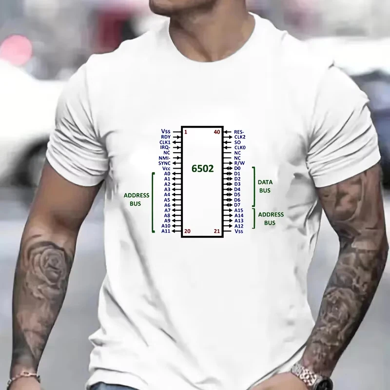 6502 Cpu Pinout Color T Shirt for Men Women Clothing Harajuku Shirts Fashion Graphic Y2k Tops Short Sleeve Round Neck Unisex Tee