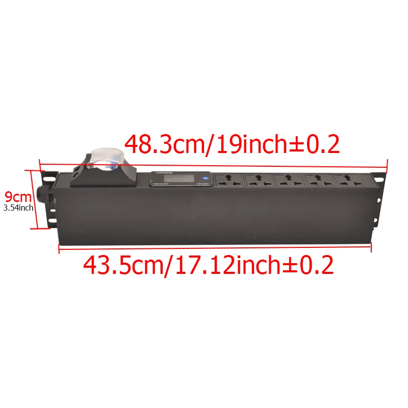 19inch PDU Power Strip Distribution Unit 16A circuit breaker Digital Volt Watt Kwh temperature meter 15Ways Universal Socket