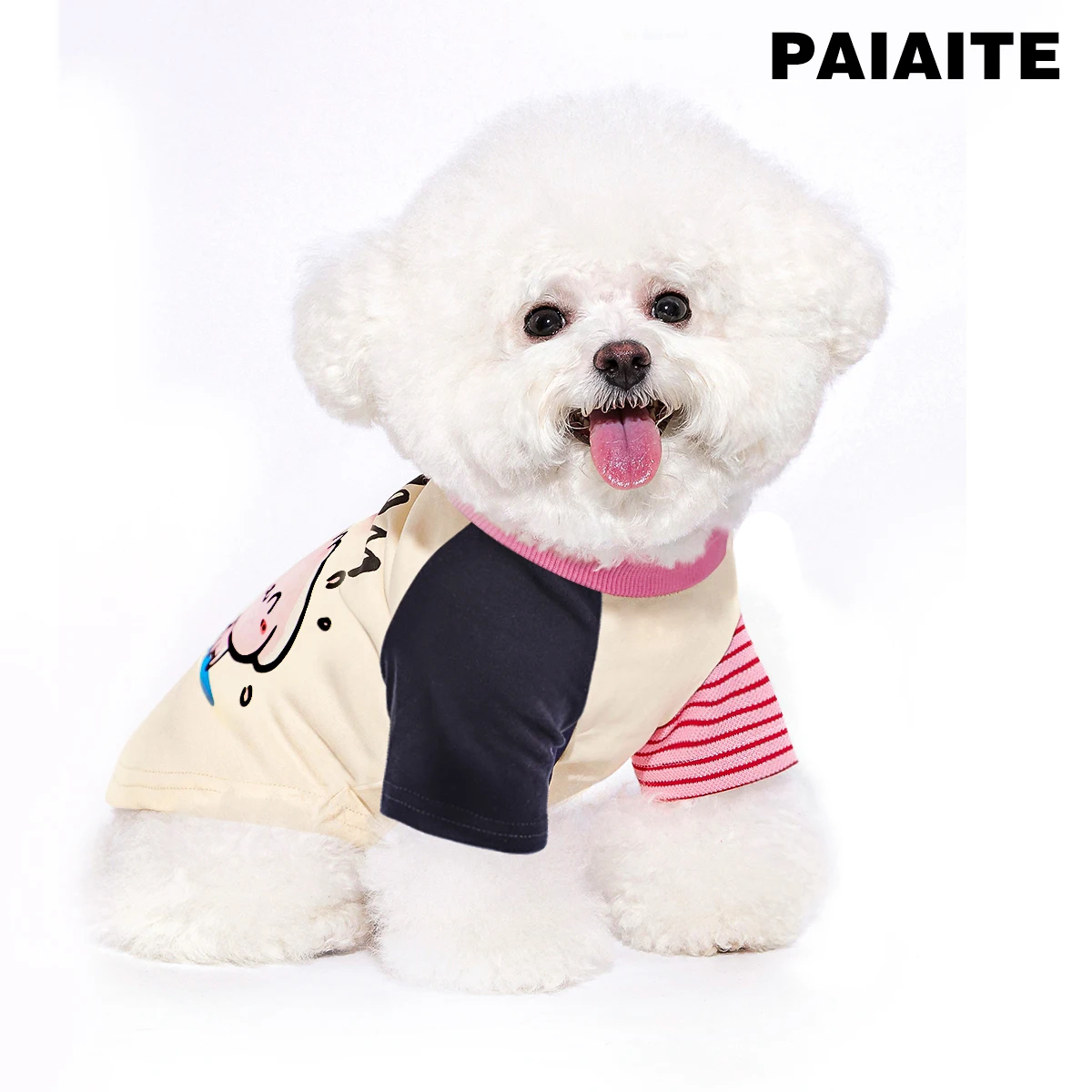 Colorful Dog T-Shirt with Sleeves: Adorned with Cute Puppy Prints, High-Quality Fabric, for a Cute, Stylish, and Elegant Look
