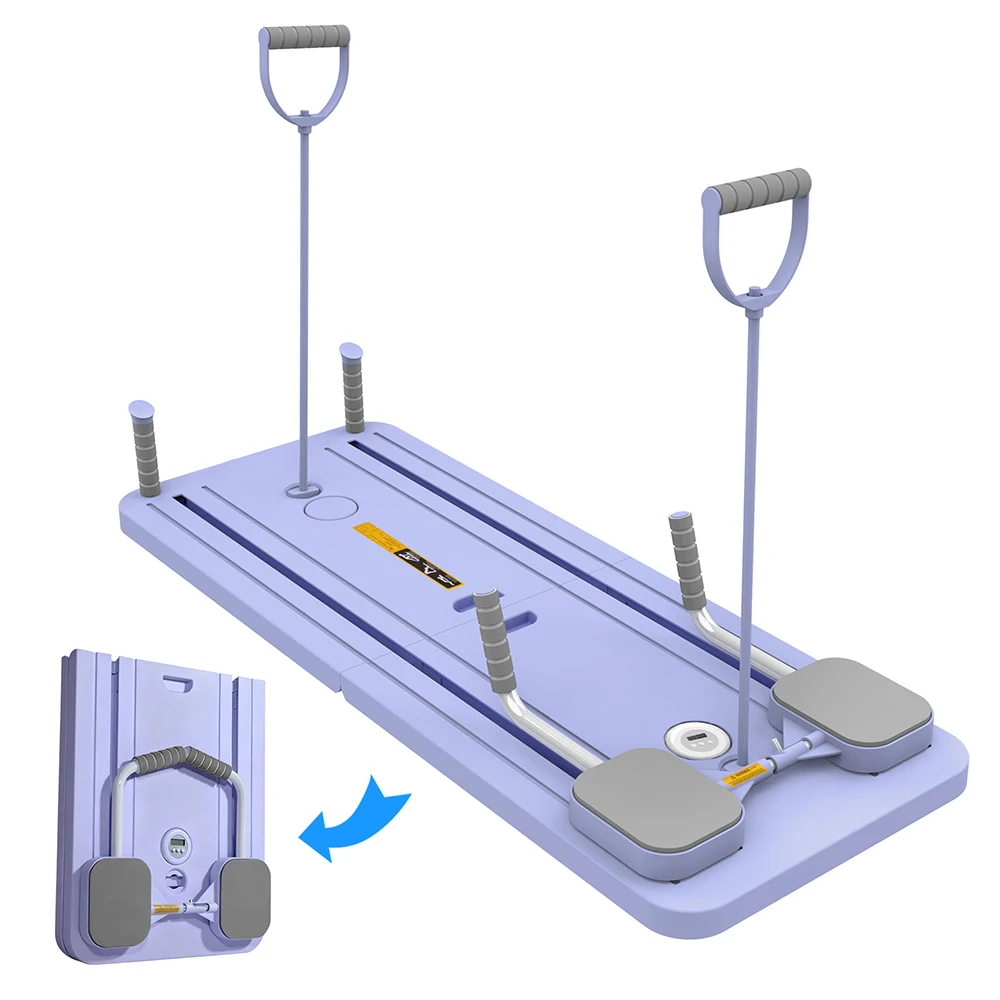 Planche de Pilates multifonctionnelle pliable 4-en-1 avec rouleau abdominal et équipement d'entraînement pour la maison et la salle de sport