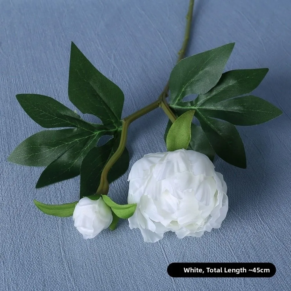 Nouveau Bouquet de Fleurs Artificielles en Soie Style Européen, 2 Têtes de Pivoine Simulées, 45 cm de Longueur, 6 Couleurs, Petite Pivoine Rétro