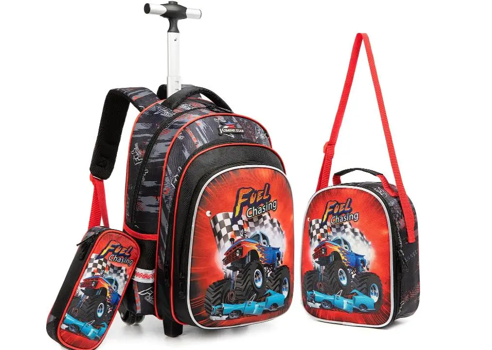 Kids Backpack with Wheels 3 pcs School Rolling Backpack for Girl Roller Backpack On Wheels Elementary Students Carry on  Trolley