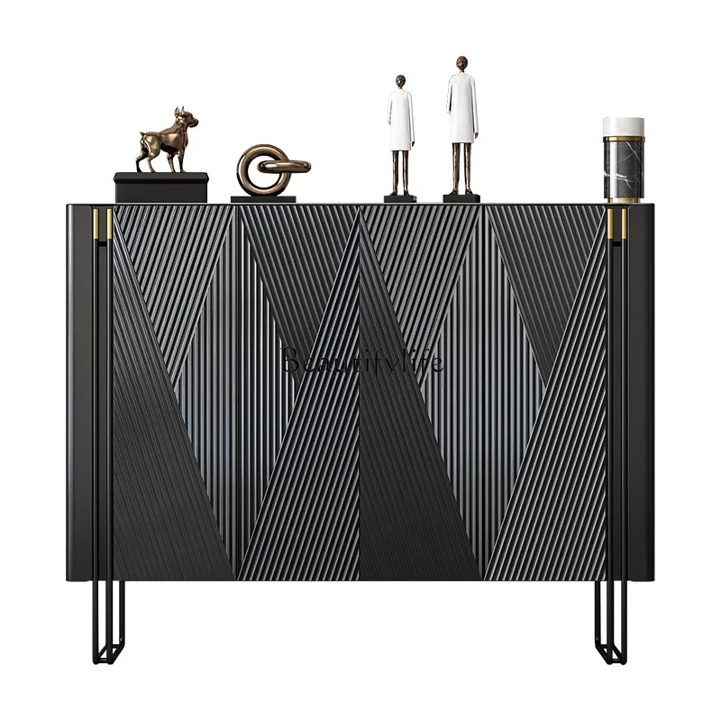 

ls 04Italian light luxury home shoe cabinet modern extremely simple black living room storage cabinet