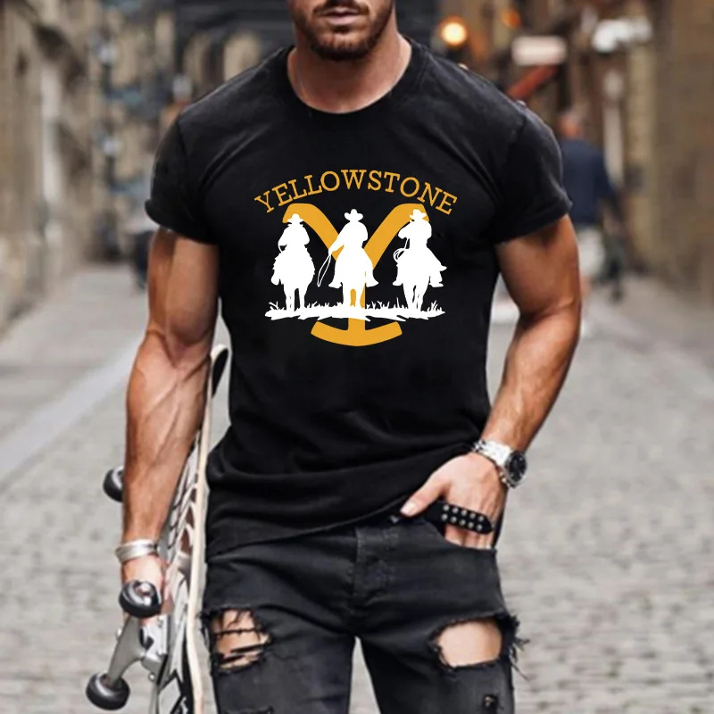 New Vintage Style Yellowstone National Park Print T-Shirts 3D Summer Men's Oversized Short Sleeve Tee Shirt Street Tops Clothing