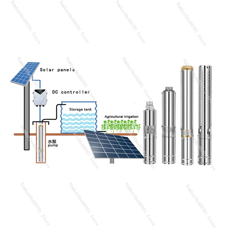 Solar inverter panel deep well submersible pump complete set for agricultural irrigation farm solar water pump