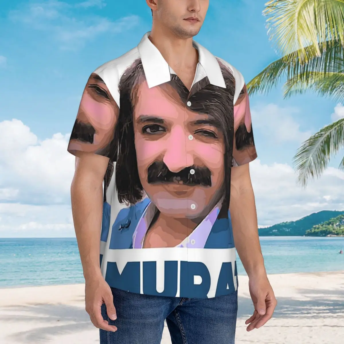 

Murat Erdem Erdemin Turkish Winker Hawaiian Shirts Funny Men Short Sleeve Shirt for Summer Beach Men's Lapel Tops