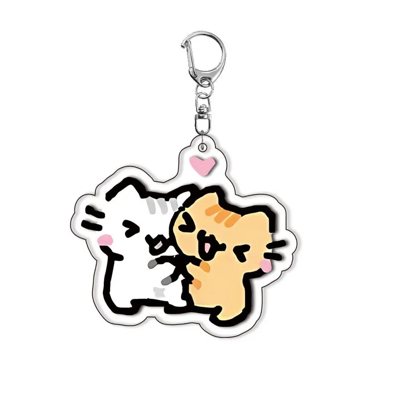 الأبيض الحيوان الكرتون الطرفية سلسلة مفاتيح مصنوعة من الأكريليك على ظهره الديكور شخصية عصرية مطابقة الملحقات الرائعة