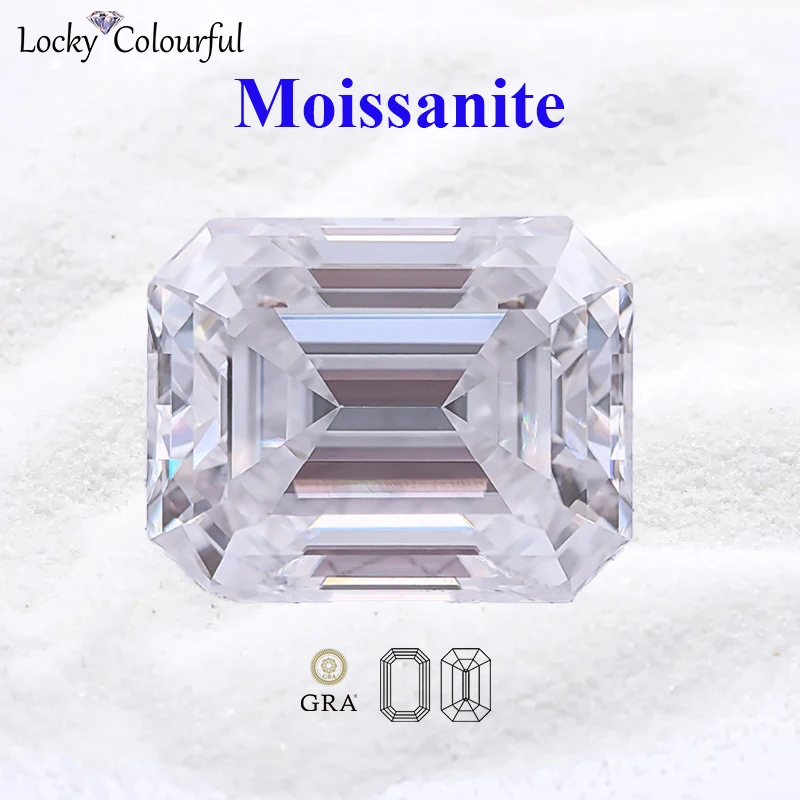 Moissanite Emerald Cut Super D Color VVS1 for DIY Top Qualiyt Beads Charms Jewelry Making Rings Materials with GRA Certificate