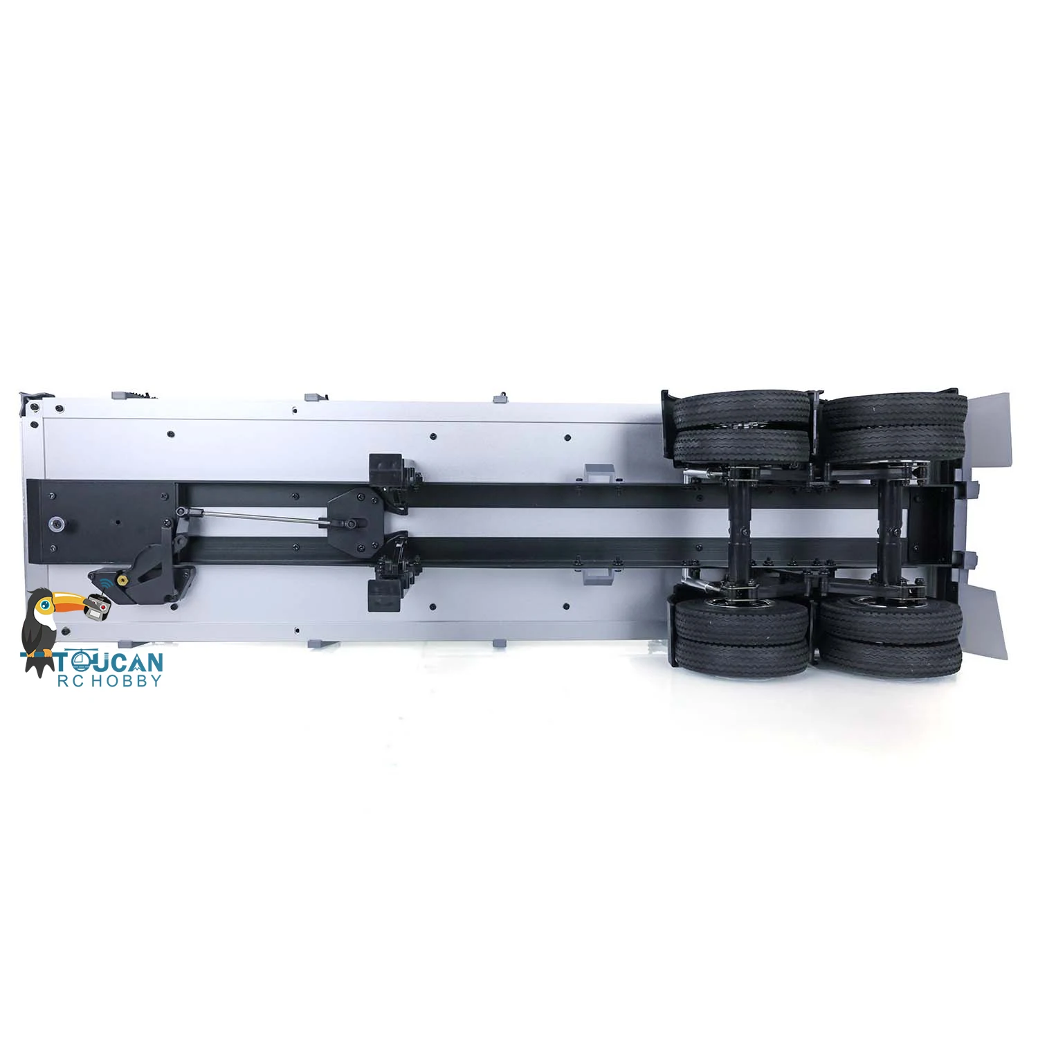 Semirremolque de cama plana de 2 ejes 1/14 para camión Tractor LESU RC DIY TAMIYA coches de Control remoto modelo TH01024-SMT7