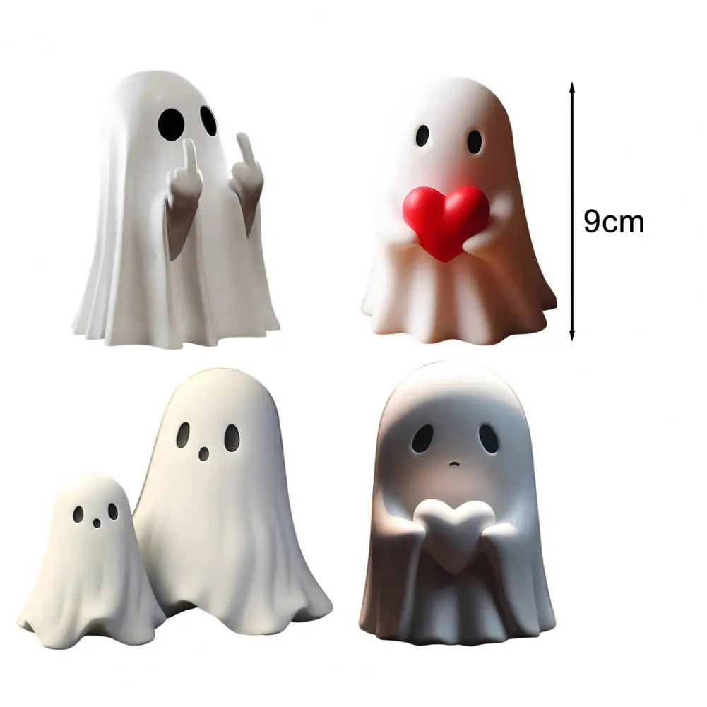 Statua di fantasma spettrale Decorazione di fantasmi di Halloween Set di figurine di fantasmi spettrali di Halloween con cuore d'amore Resina del dito medio per la casa