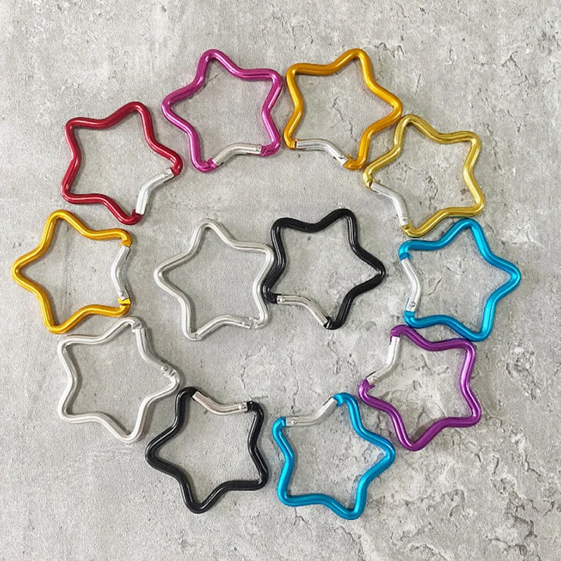 10Pcs Outdoor Keyring Hook Carabiner Water Bottle Hanging Buckle Carabiner Travel Accessories Five-Pointed Star