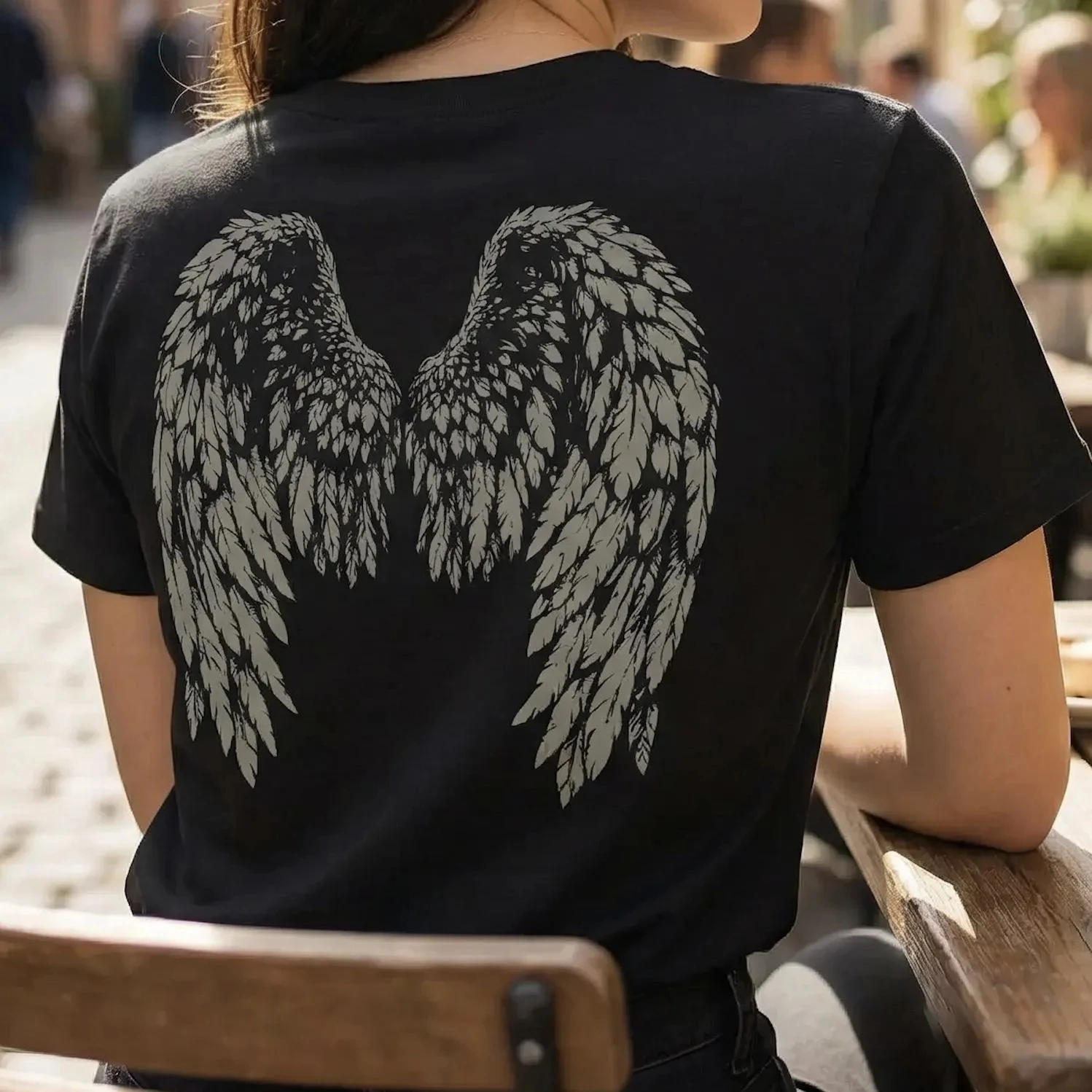 Angel Wings Shirt Guardian Angel Graphic Tee Unisex Bella Canvas T-Shirt Tee Gift T-Shirts Tee Top Shirt Graphic Short Sleeve
