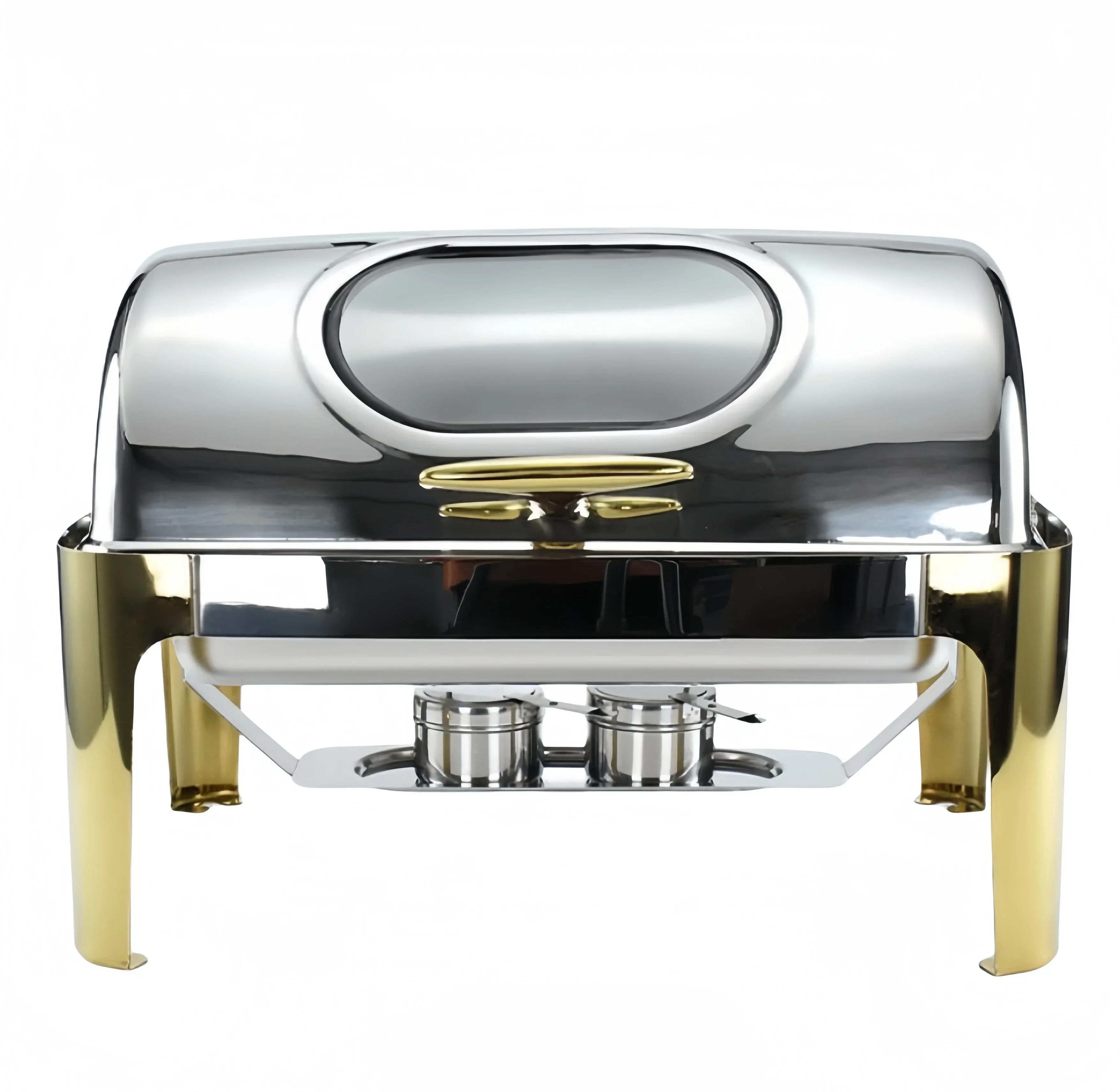 YITIAN Modern Stainless Food Warmer Buffet Serving Equipment Catering 6l Gold Round Alcohol Stove Chafing Dish Heater