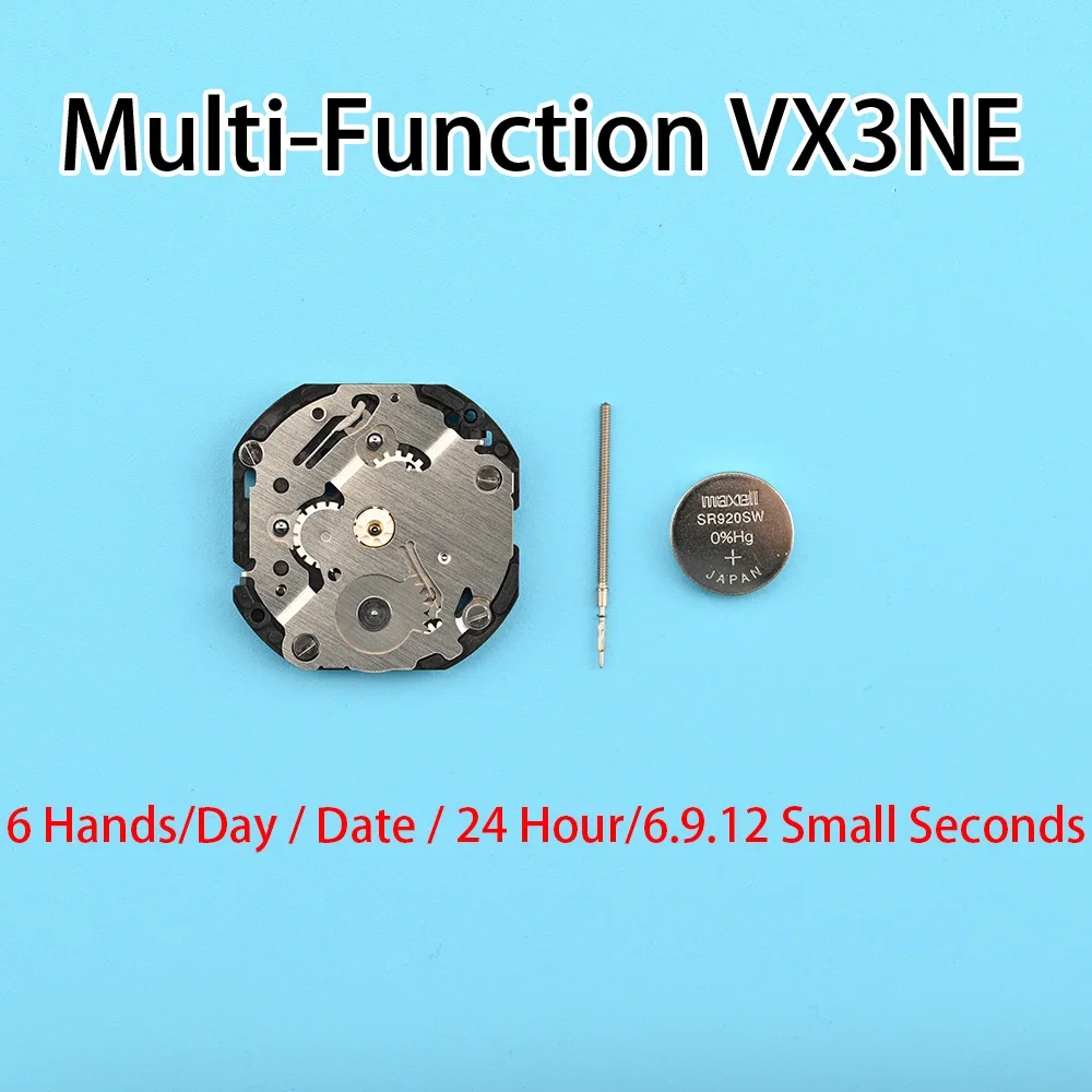 

Кварцевый механизм VX3N серии VX3NE VX3, 6.9.12 секунд, размер: 10 1/2 '', 6 стрелок, день/дата/24 часа