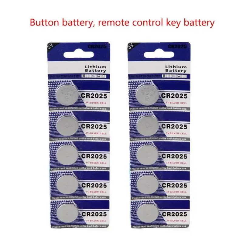 Pack of 5/10 CR2025 Button Cell Coin Cells for Watches Remote Key Long Stable Voltages Output