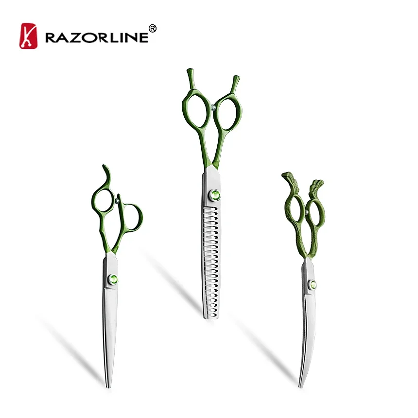 Pet Grooming Scissors Set With Leather Case Packing Stainless Steel Scissors For Dog Pet Hair Cleaning Tools