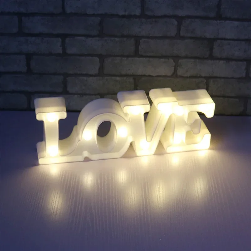 Romantic Valentine\'s Proposal 3D LOVE LED Letter Sign Night Light Heart Marquee Table Lamp Lanterns Lamp for Christmas Wedding