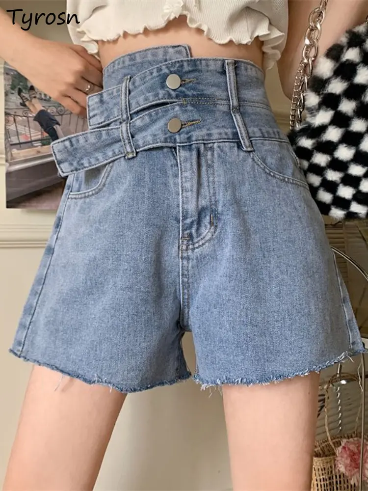 Denim Shorts Women Empire Design S-5XL Loose Personality Creativity Leisure All-match Fashion Korean Style New Students Summer