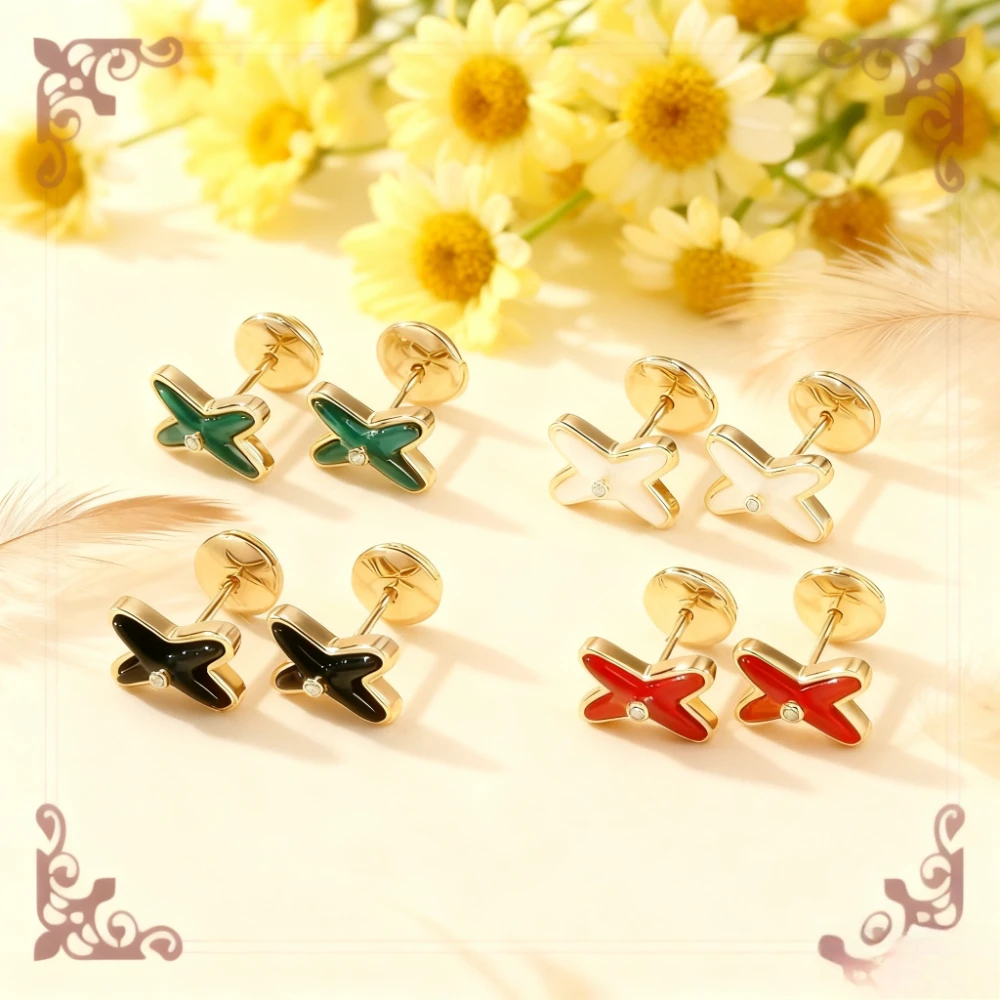 

Hot sales French Luxury Intersect X-Shaped Woman's Fashion Ear Stud Silver Material High quality 2025 Trendy Jewelry