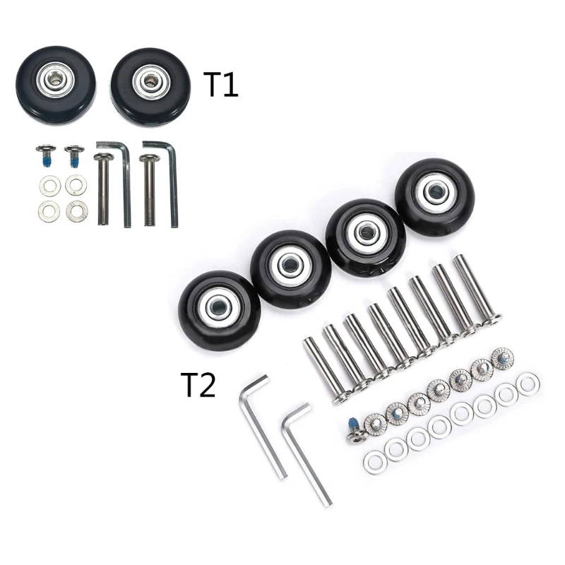 

Rubber Casters Replacement for Luggage OD 45x18mm/70x24mm Metal Bearings Axles Heavy Duty Suitcase Wheel Replacement kit