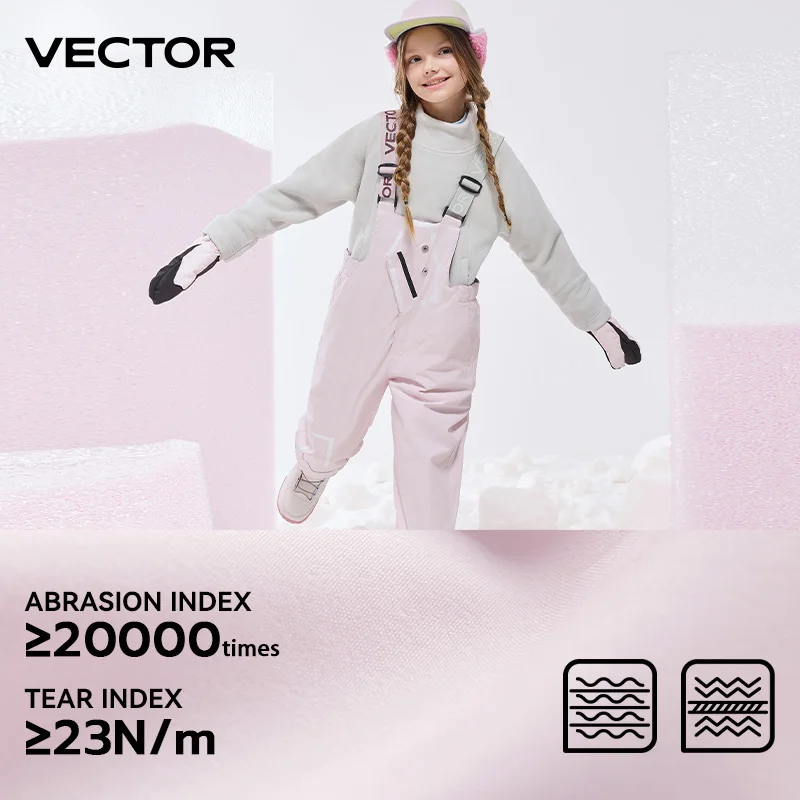 VECTOR Children\'s Cotton Ski Overalls for Boys and Girls Windproof Waterproof Warm Snow Trousers Winter Ski Snowboarding Pants