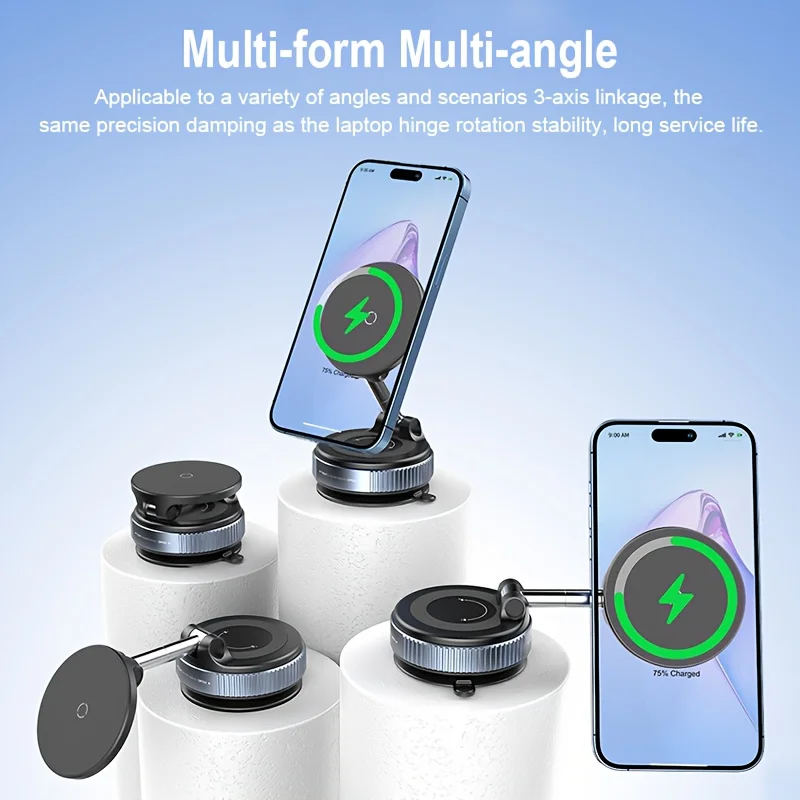 

New 2-in-1 Mobile Phone Holder Car Phone Holder 15W Wireless Charging Magnetic Bracket Desktop Convenient Use in Car
