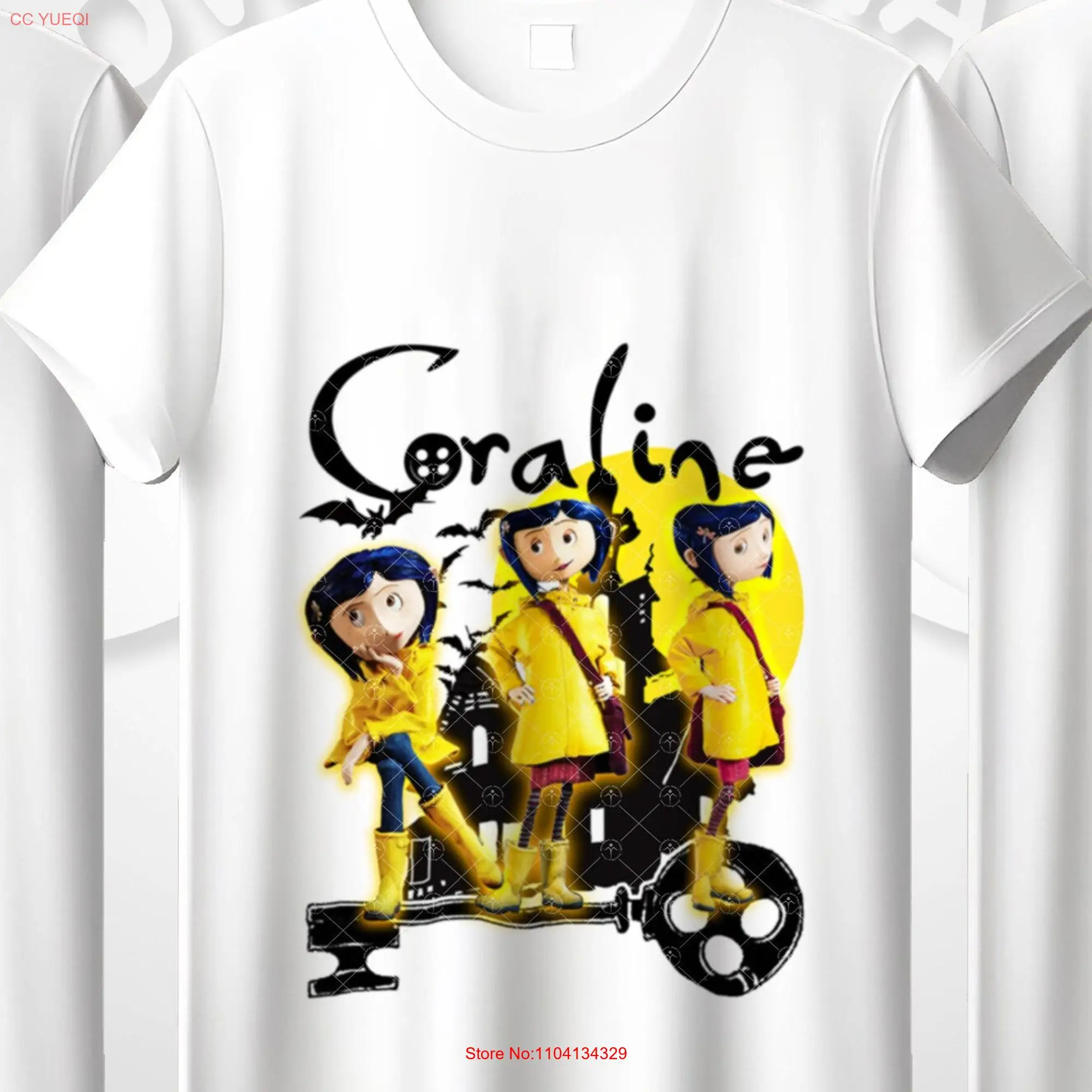 limited coraline shirt T svg png poster yellow raincoat key gifts BYWHO long or short sleeves