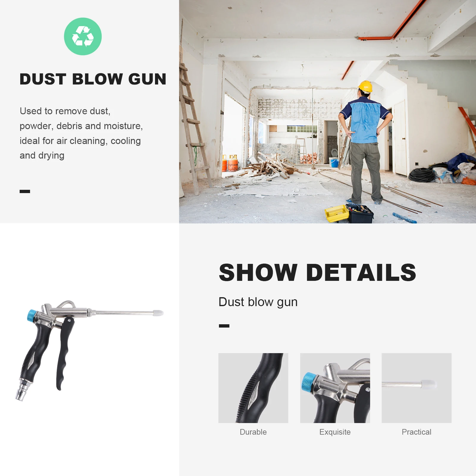 

1pc Gun Nozzle Dust Removal Tool Compressor Accessories for Machinery Cleaning Strong Blowing Energy Saving Wear Resistant