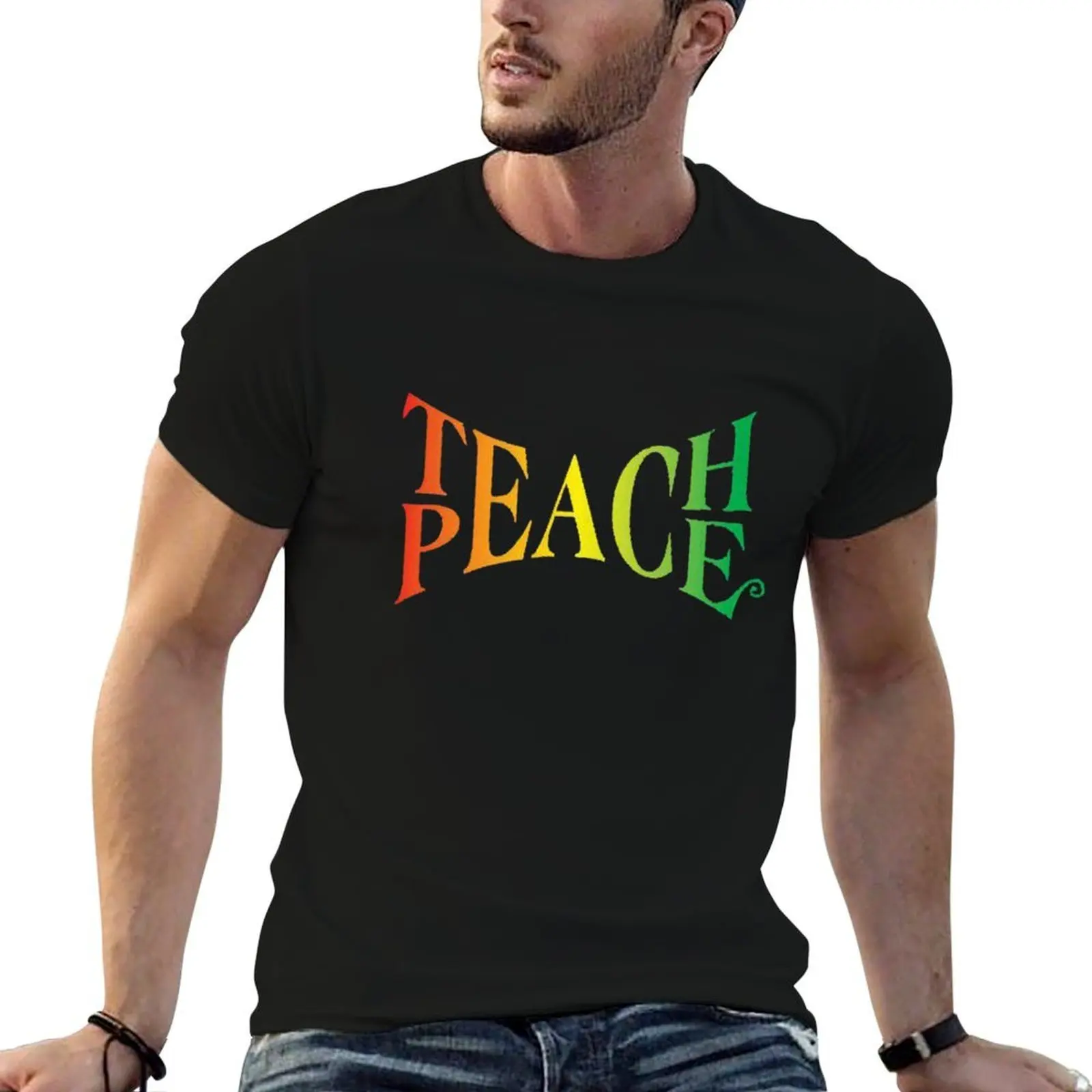 

Teach Peace T-Shirt man t shirts for men casual men t shirt cotton 100% T-Shirt