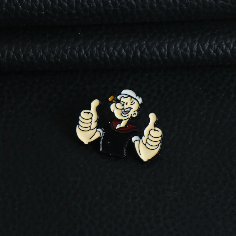 80er Jahre Cartoon Abzeichen Pins Brosche Niedliche Anime Figur Popeye The Sailor Form Emaille Cosplay Broschen Schmuck Geschenk für Freunde