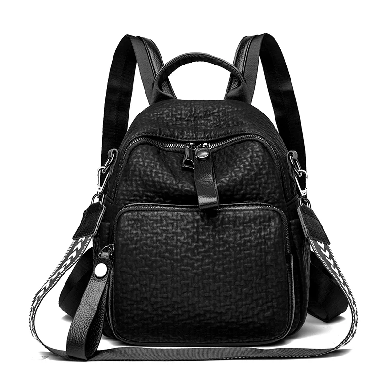 2024 Summer Women \'s Backpack PU Shoulder Ladies Women\'s Bags School Travel Bag Fashion For Black One Shoulder Small Size