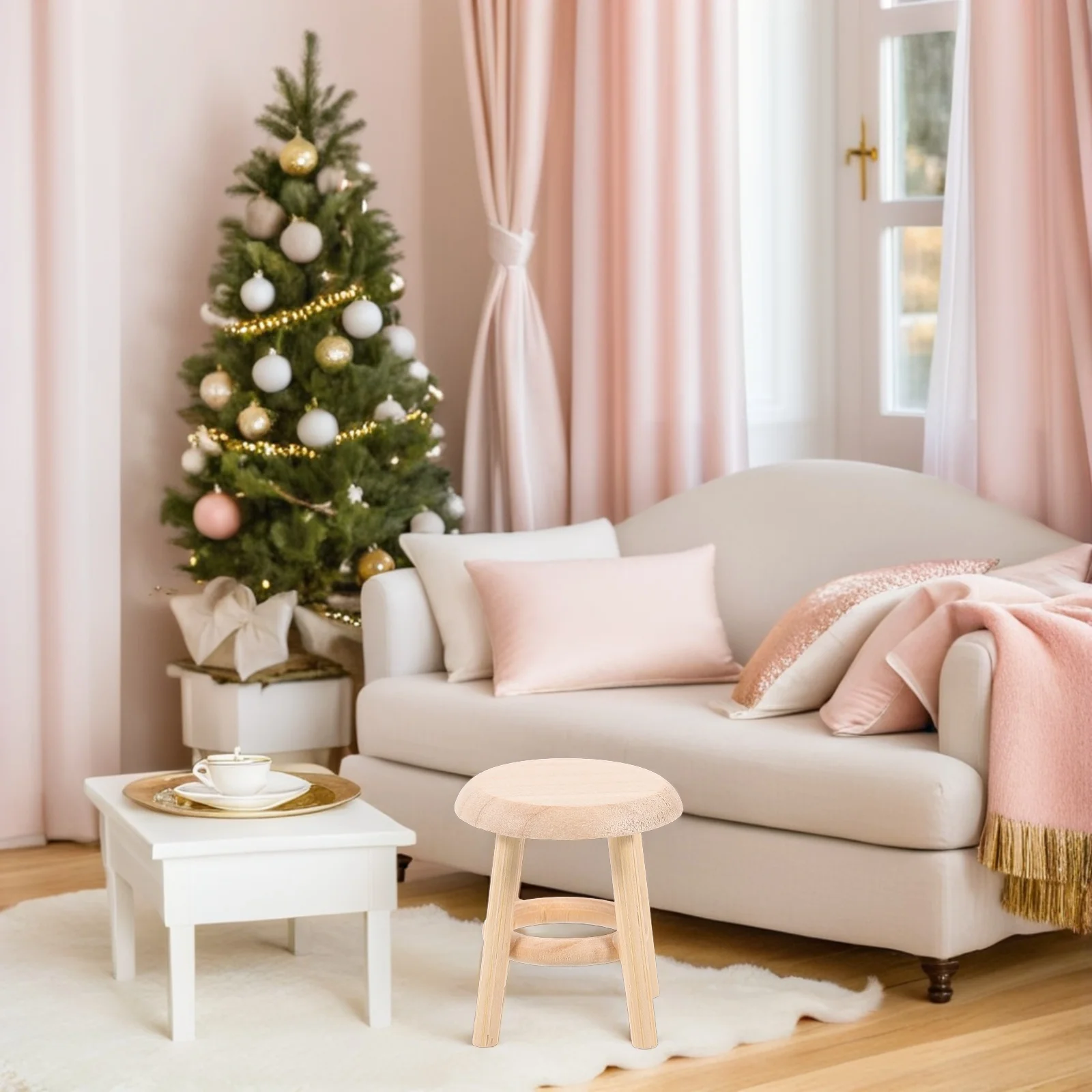 2 قطعة كرسي صغير مصنوع يدويًا من الخشب خفيف الوزن لمجموعة إكسسوارات بيت الدمى كرسي خشبي صغير