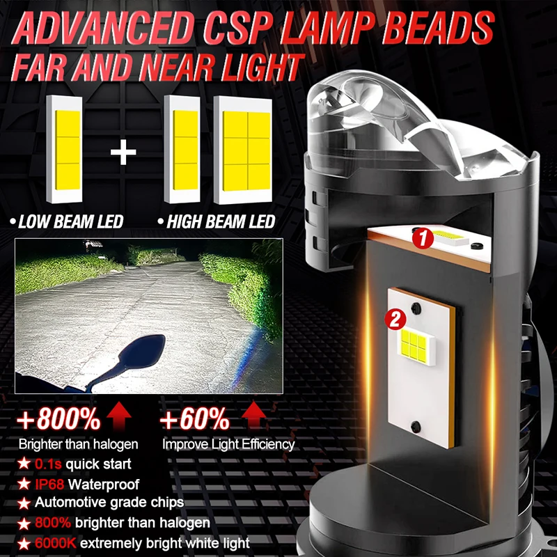 H4 ثنائية LED جهاز عرض صغير لين سيارة العلوي Canbus H4 مرحبا/لو شعاع لمبة مع مروحة تربو 5500 واط عالية الطاقة للسيارات دراجة نارية 12 فولت 24 فولت