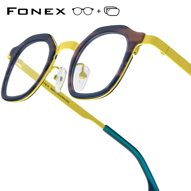FONEX Progressive Prescription Glasses Anti Blue Photochromic Myopia Optical Lens Eyewear Women Square Eyeglasses for Men  893