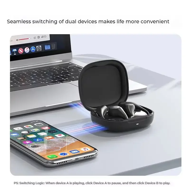 EarFun OpenJump سماعات أذن لاسلكية مفتوحة الأذن 4-mic AI إلغاء الضوضاء الكمون المنخفض مخصص ثلاثية الأبعاد سماعة رأس رياضية مسكنية بانورامية