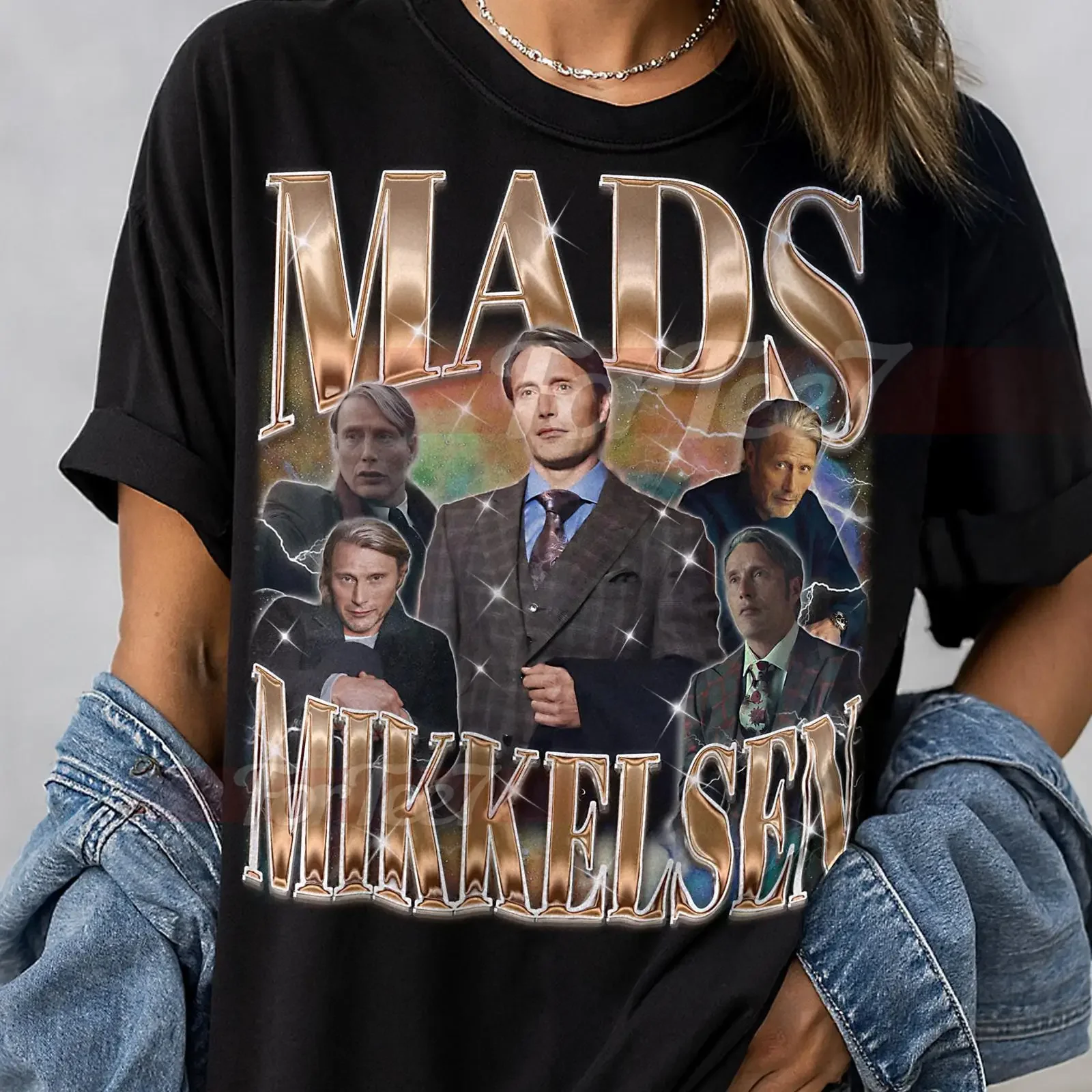 Vintage Mads Mikkelsen 90s Retro T Shirt Casual Fan Merch vintage Washed Stretched streetwear Stylish Soft Versatile