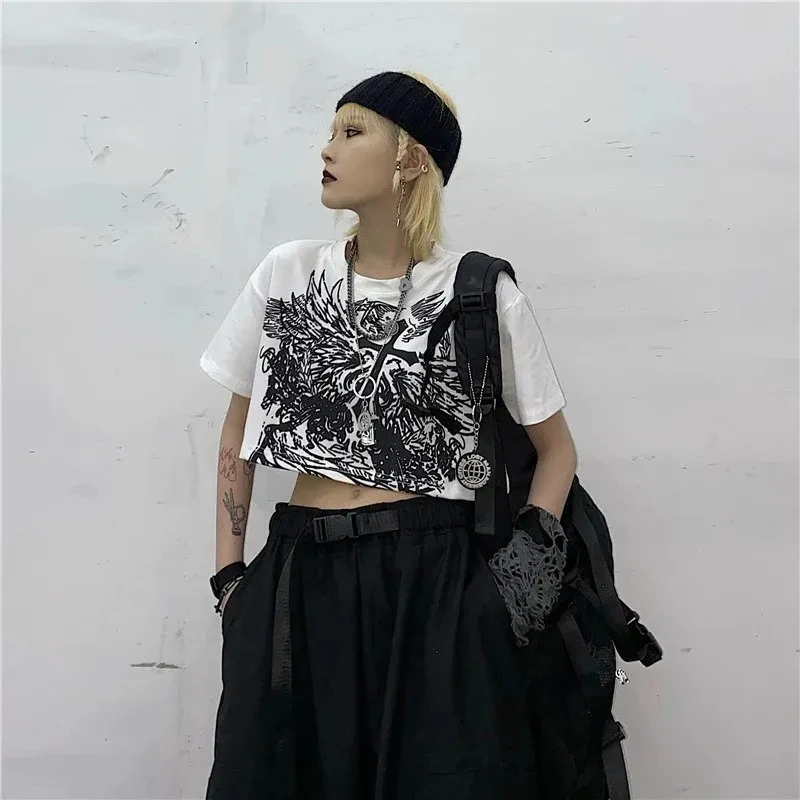 

Y2K Gothic summer hip hop print blouse Harajuku women's T-shirt summer T-shirt short-sleeved photo album