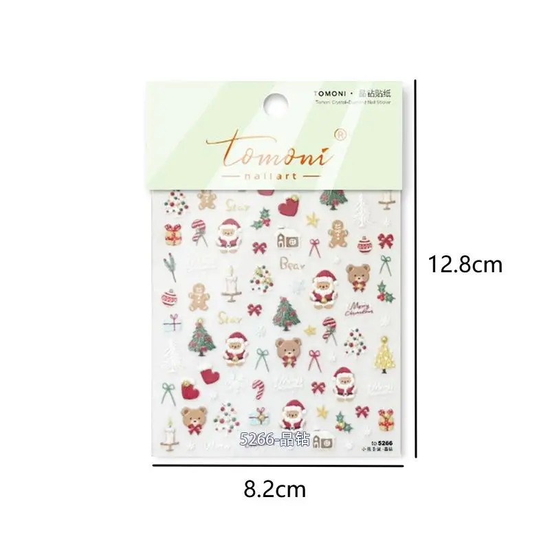 3D-Weihnachts-Nagelkunst-Aufkleber mit glänzenden goldenen Weihnachtsbaum- und Schneeflocken-Designs, perfekt für DIY-Maniküre und festliche Nageldekorationen. – Detail 8