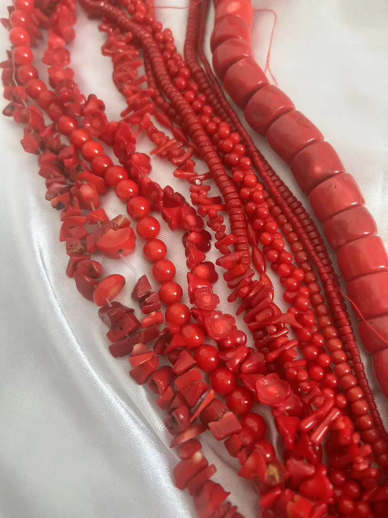 Different Shapes Natural Sea Bammboo Red Coral Jewelry Making Beads 15inch