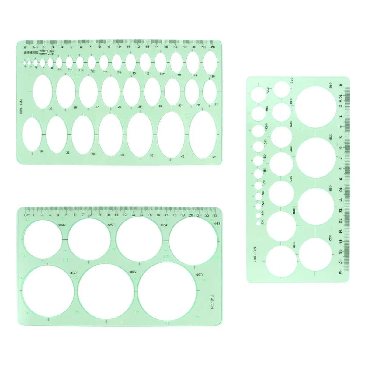 3Pcs Drawing Templates Set for Architecture and Art Design Geometric Hollow Out Rulers Metric Centimeter Scale School Office