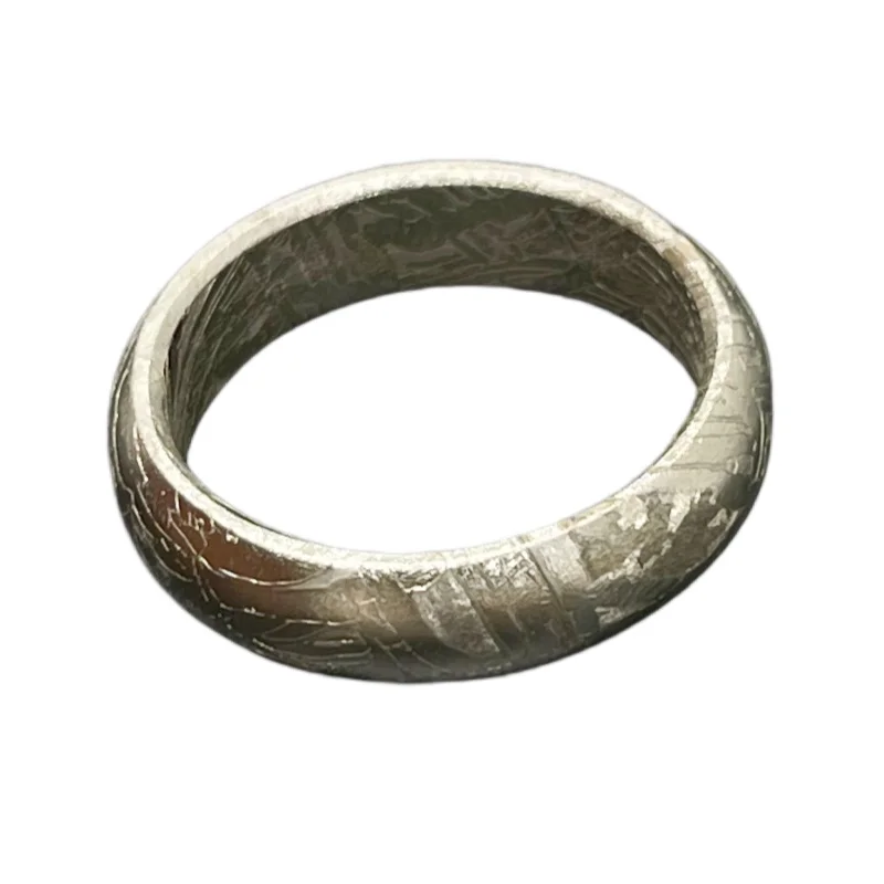 Muonionalusta Nickel Plated Unique Meteorite Pattern Ring Retro Comfort Fit Anniversary Gift Band K49