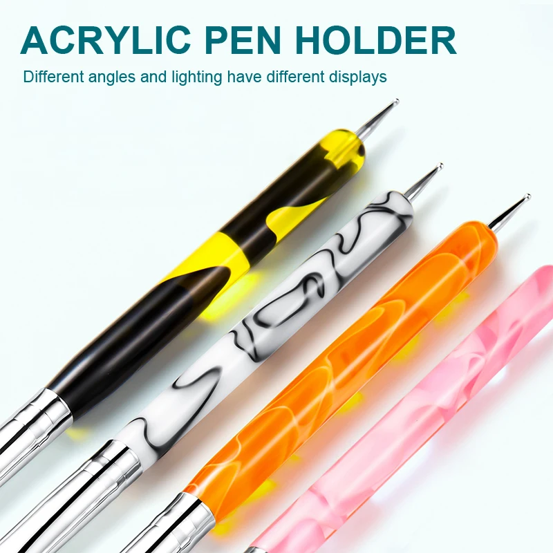 1 Stuks Acryl Nail Art Schilderij Pennen Dual-Head Dual-Purpose Voor Nail Design Zachte Slanke Borstel Gradiënt Gel Tekening Diy Borstel