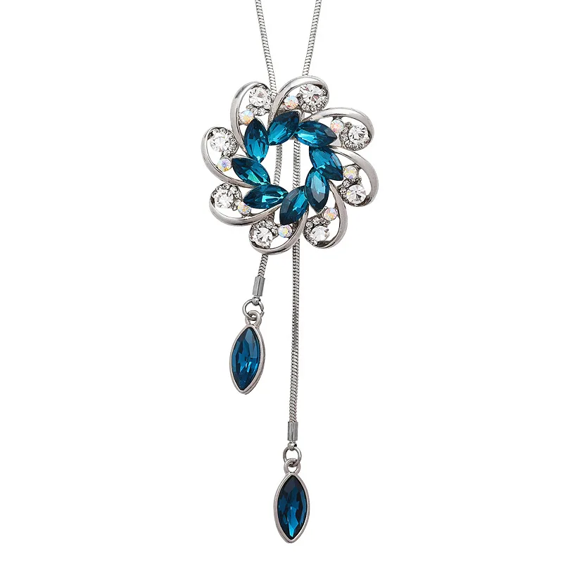 New autumn and winter fashion, versatile and adjustable long necklace, floral tassel sweater chain