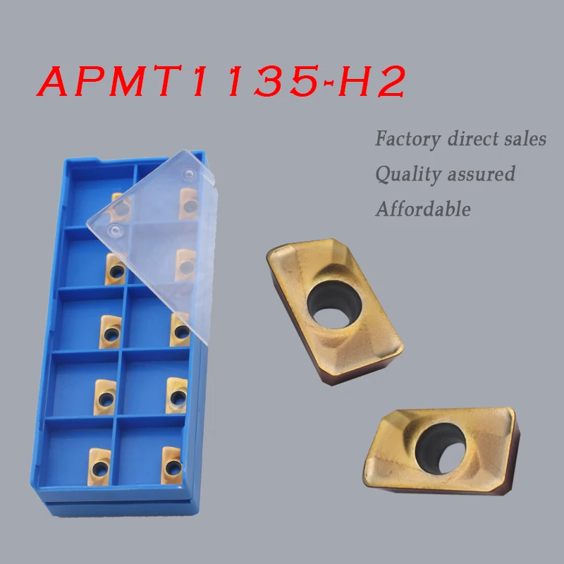 10Pcs APMT1135  H2 Colorful Yellow Milling Carbide Insert Lathe Parts Tool  Milling Tool  CNC Lathe APMT Turning Blade