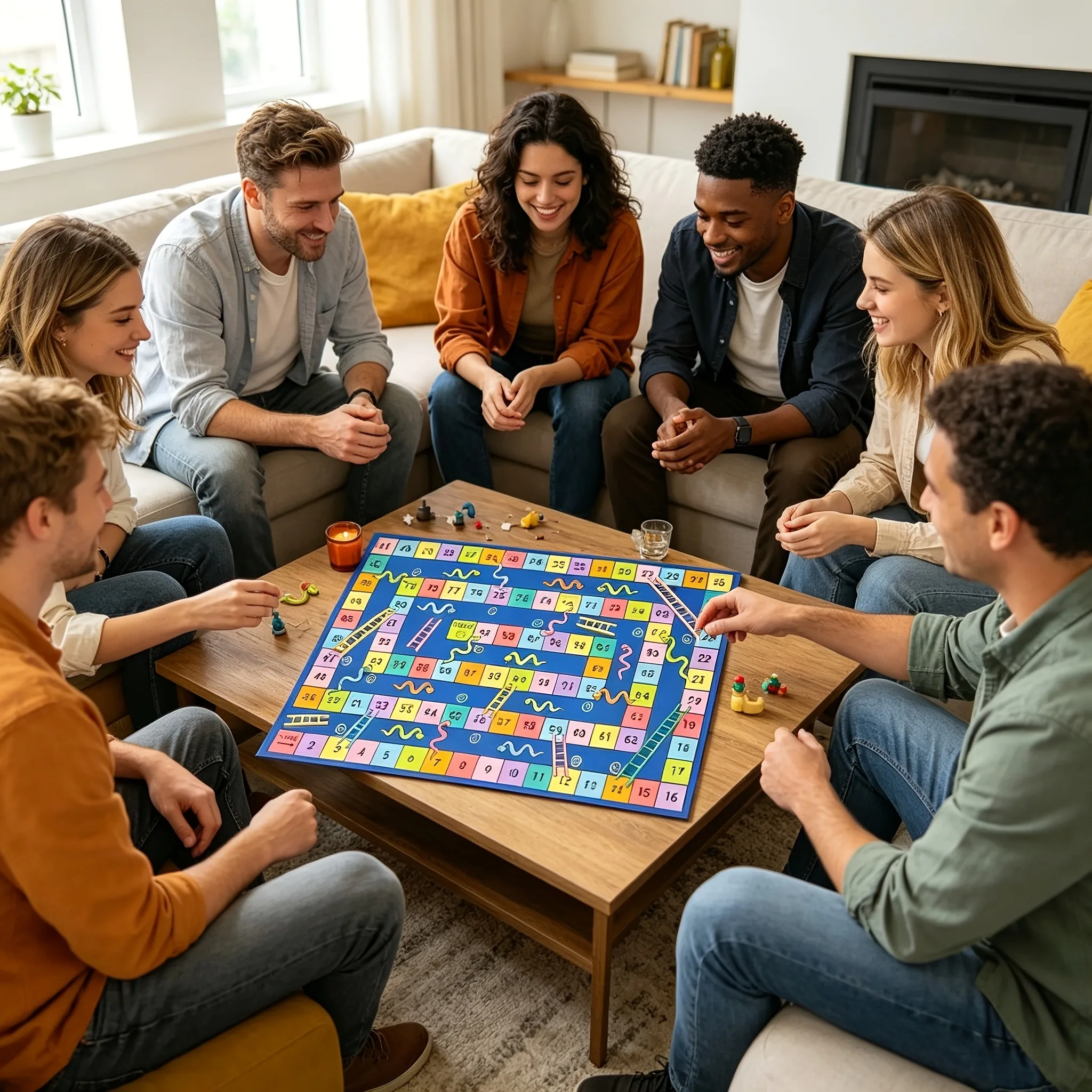 Kleurrijk bordspel met slangen - Board Game Cafe recensie en prijs