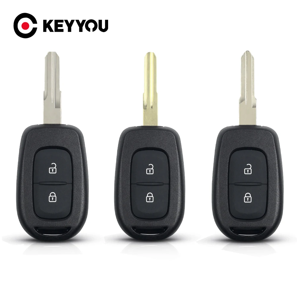 KEYYOU-carcasa de llave remota de coche, carcasa de 2 botones para Renault Duster, Kwid, Sandero, Logan 2013-2018, llave automática con hoja VAC102