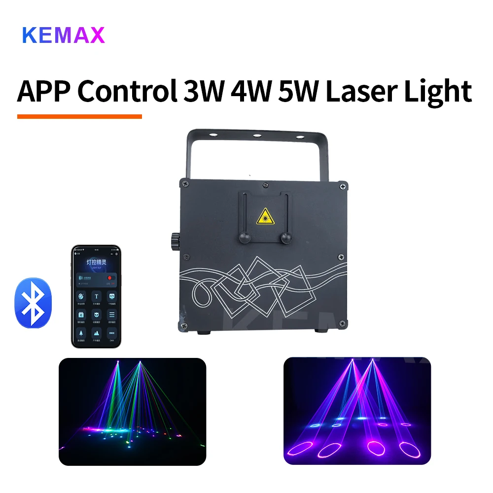 3W 4W 5W RGB Bluetooth APP Laser Light DMX Wireless Laser Cube DJ Equipment 3D Animation Projector For Party Wedding Live Stage