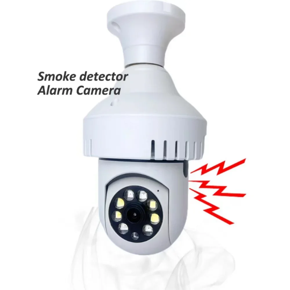 5G Wifi IP Camera Smoke Alarm 2MP E27 Bulb Indoor Wireless Human Detect Night Vision Security Surveillance Cameras Fire Detector