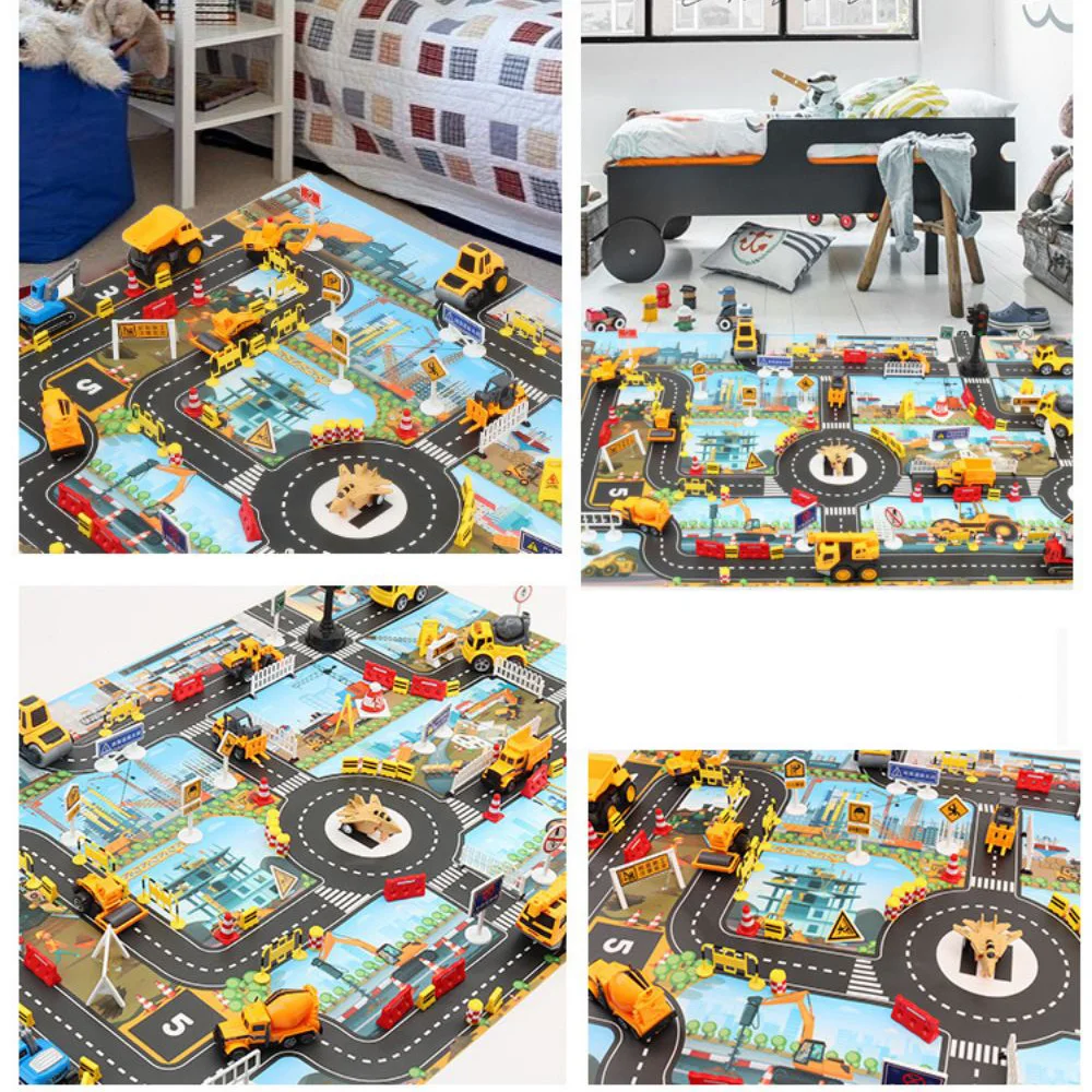 Baby City Traffic Road Map Kids Toy Parking Lot Roadmap Traffic Signs 130*100cm Climbing Playing Mat Play Game Mat Outdoor Toy